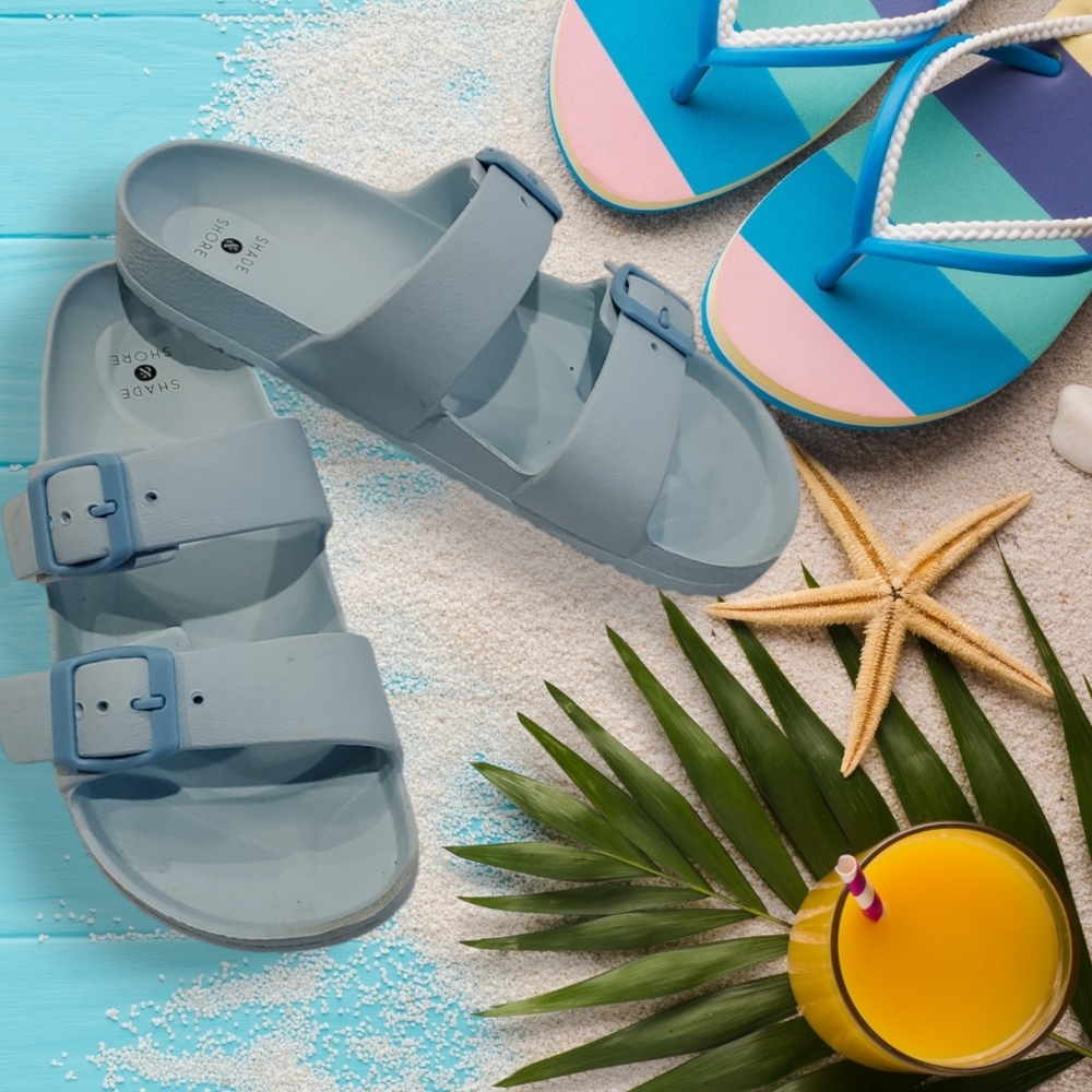 Women's Neida Light Blue Two band Footbed Sandals size 6